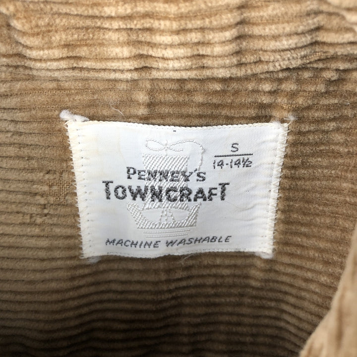Vintage 1960'S Penney's TOWNCRAFT half-zip long-sleeve corduroy shirt, men's size small unclear Beige type Vintage Second Hand