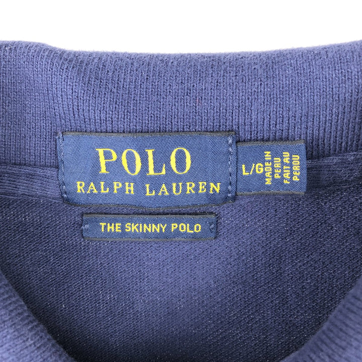 Ralph Lauren POLO RALPH LAUREN THE SKINNY POLO short-sleeved polo shirt, women's size L cotton navy blue type Vintage Second Hand