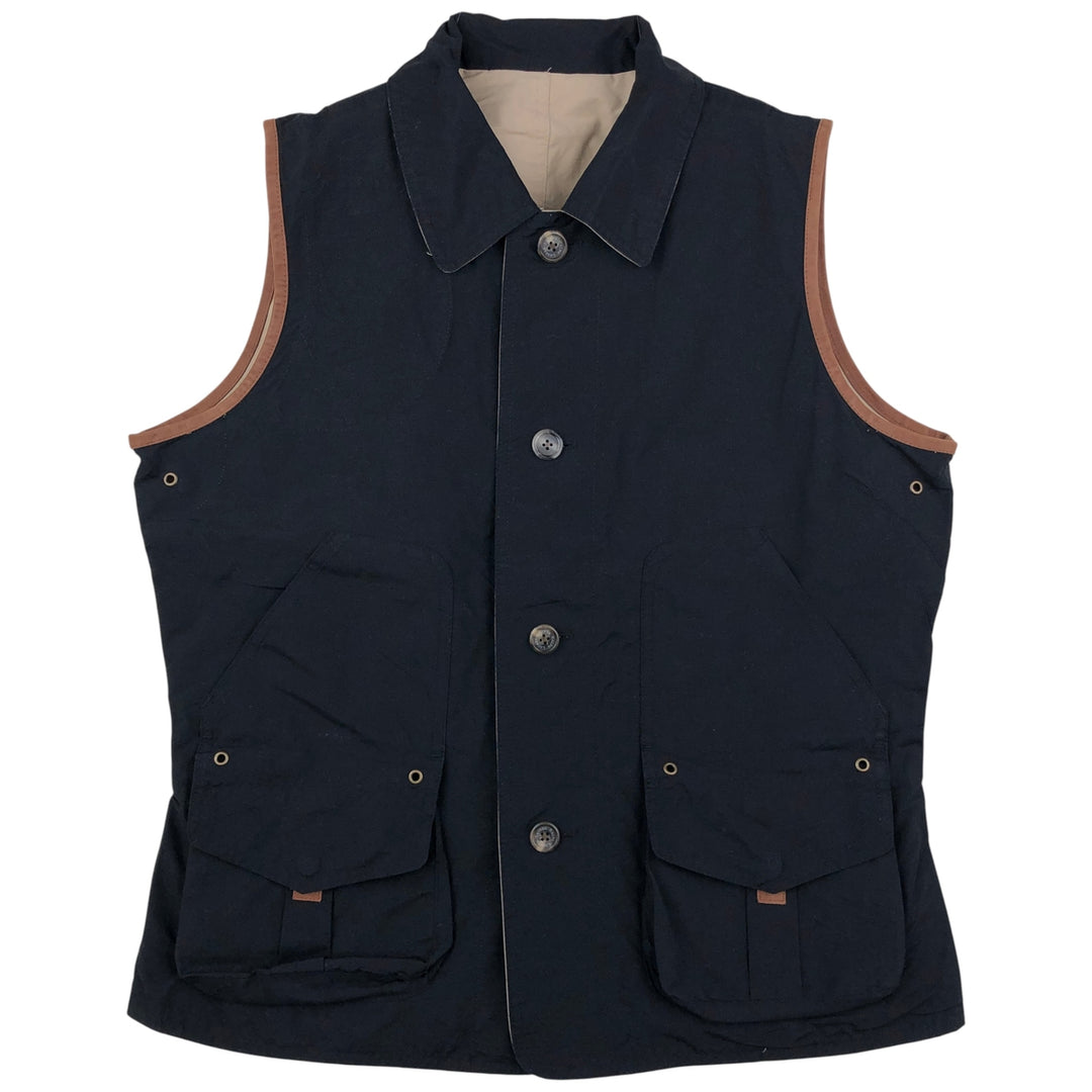 Ralph Lauren Reversible Collared Cotton Vest, Women's Size L (approx.) cotton Beige type Vintage Second Hand