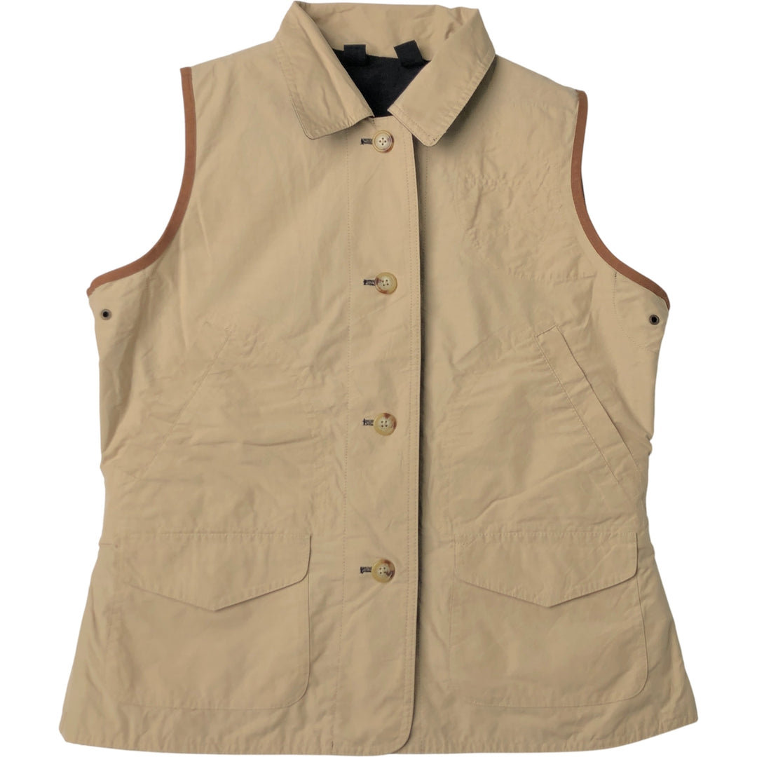 Ralph Lauren Reversible Collared Cotton Vest, Women's Size L (approx.) cotton Beige type Vintage Second Hand