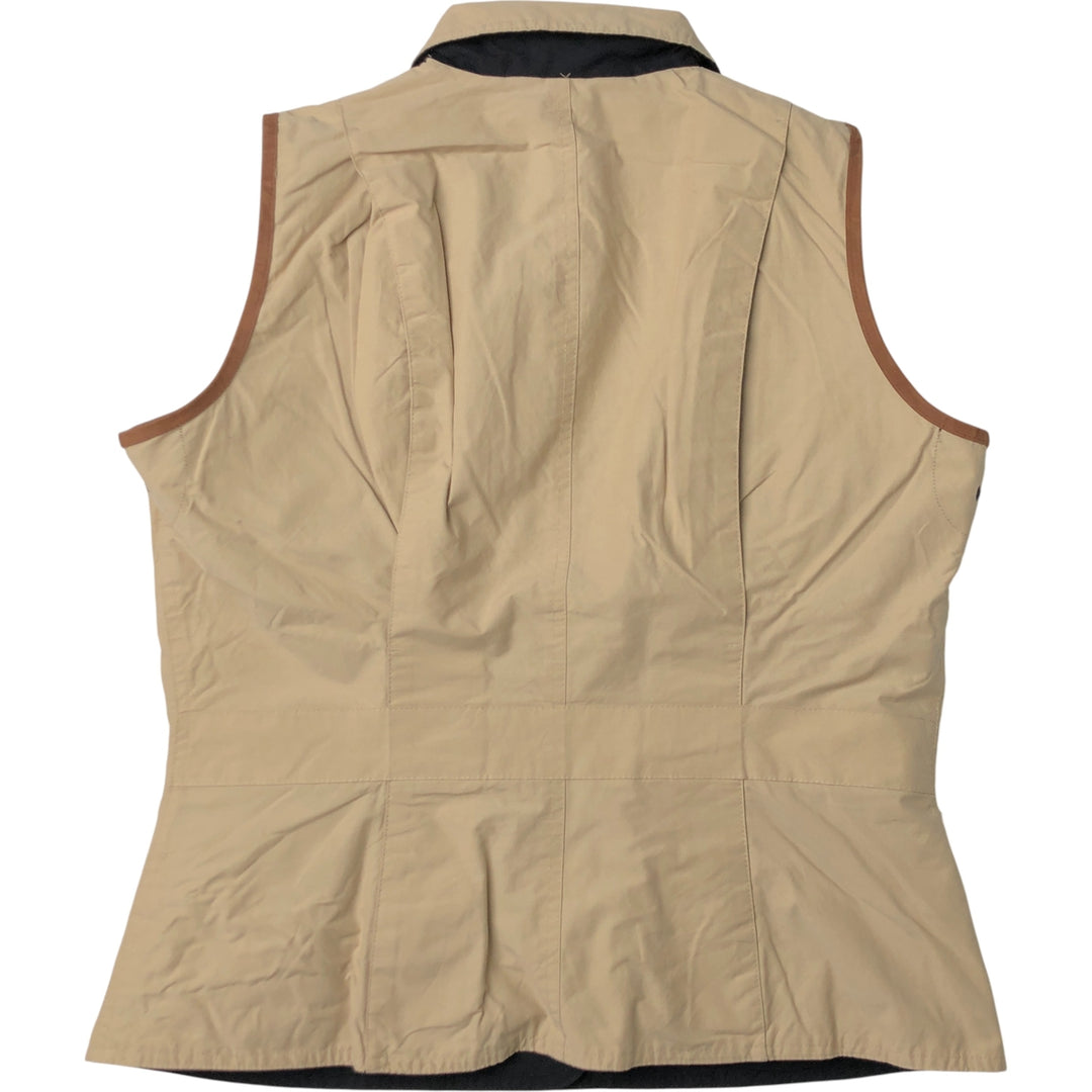 Ralph Lauren Reversible Collared Cotton Vest, Women's Size L (approx.) cotton Beige type Vintage Second Hand