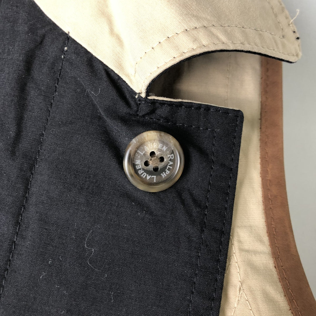 Ralph Lauren Reversible Collared Cotton Vest, Women's Size L (approx.) cotton Beige type Vintage Second Hand