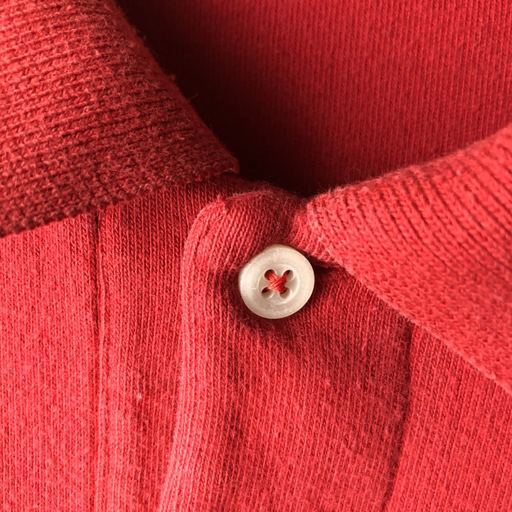 Ralph Lauren POLO by Ralph Lauren multi-border long-sleeved polo shirt, men's size XXL cotton red type Vintage Second Hand