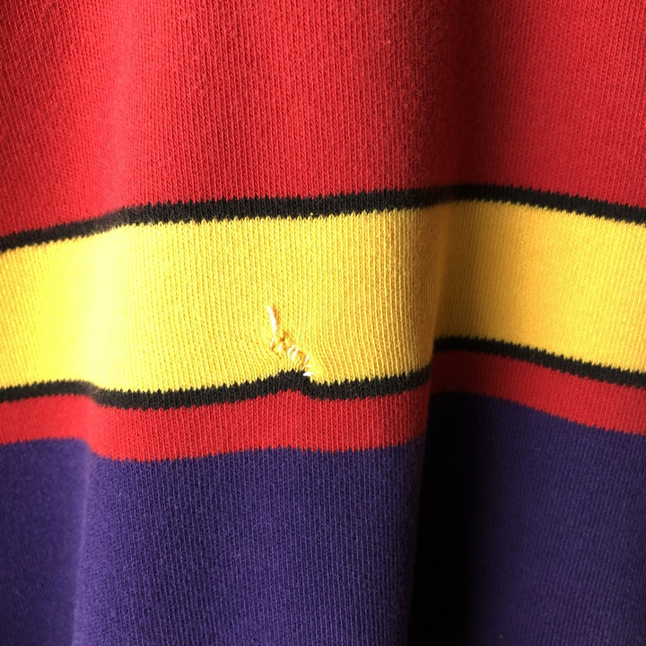 Ralph Lauren POLO by Ralph Lauren multi-border long-sleeved polo shirt, men's size XXL cotton red type Vintage Second Hand