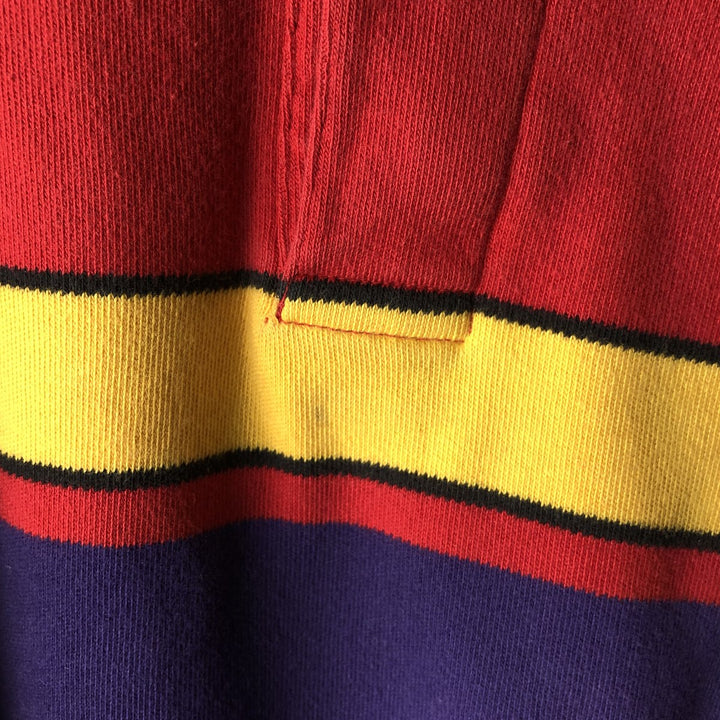 Ralph Lauren POLO by Ralph Lauren multi-border long-sleeved polo shirt, men's size XXL cotton red type Vintage Second Hand