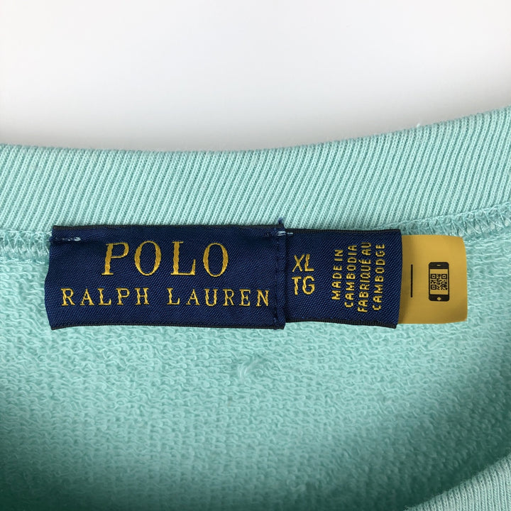 Ralph Lauren POLO RALPH LAUREN logo sweatshirt, women's size XL cotton Mint green Vintage Second Hand