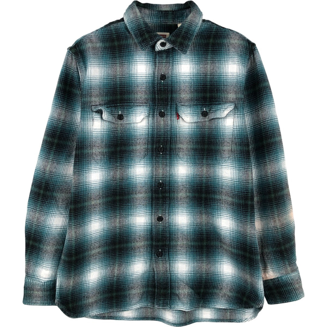 Levi's Relaxed Ombre Check Long Sleeve Flannel Check Shirt, Women's Size Small cotton green type Vintage Second Hand