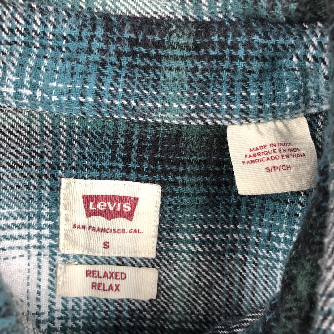 Levi's Relaxed Ombre Check Long Sleeve Flannel Check Shirt, Women's Size Small cotton green type Vintage Second Hand