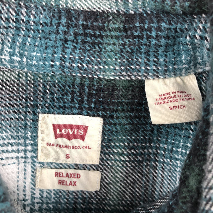 Levi's Relaxed Ombre Check Long Sleeve Flannel Check Shirt, Women's Size Small cotton green type Vintage Second Hand