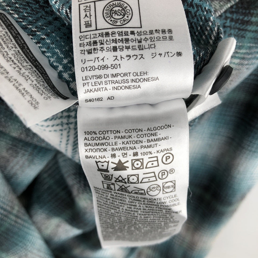Levi's Relaxed Ombre Check Long Sleeve Flannel Check Shirt, Women's Size Small cotton green type Vintage Second Hand