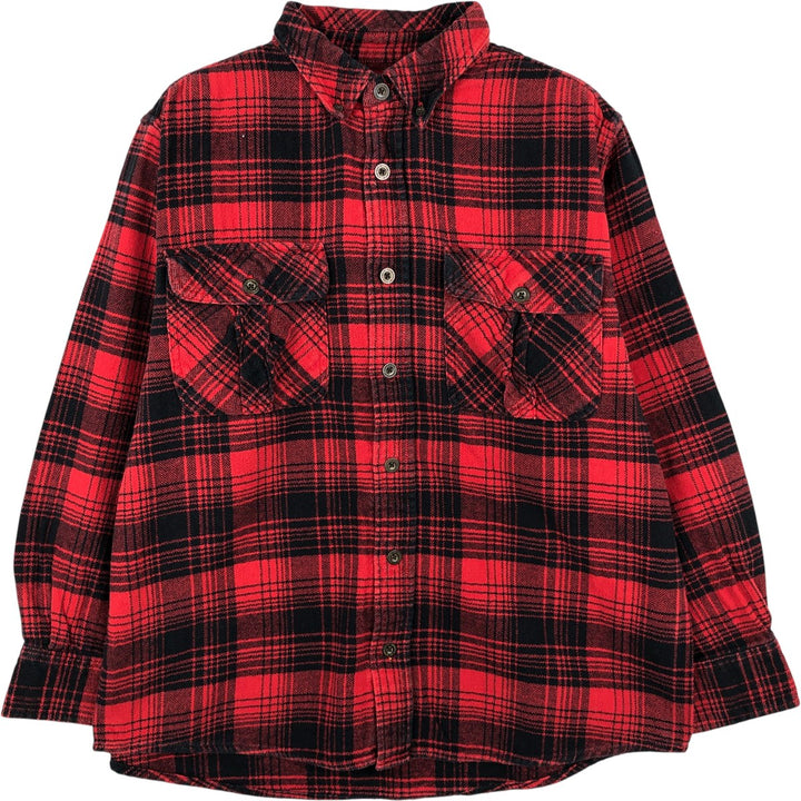 FIELD and STREAM Long Sleeve Button-Down Flannel Check Shirt, Men's Size M cotton red type Vintage Second Hand
