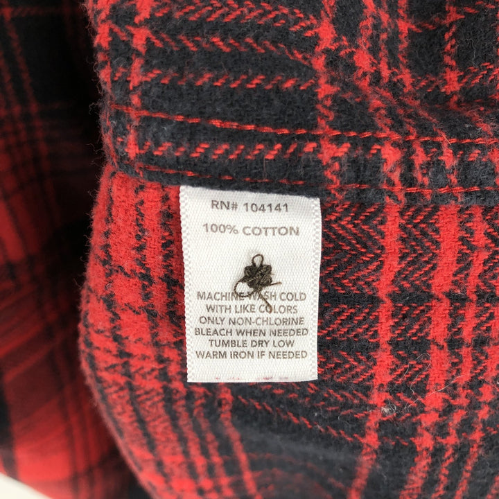 FIELD and STREAM Long Sleeve Button-Down Flannel Check Shirt, Men's Size M cotton red type Vintage Second Hand