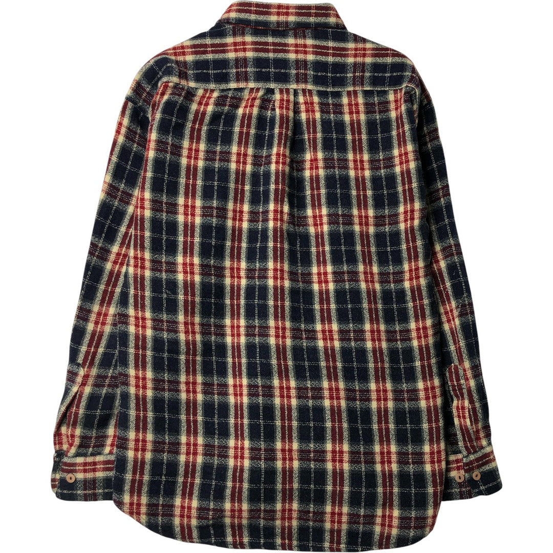 Check Pattern Long Sleeve Shirt, Men's Size M unclear navy blue type Vintage Second Hand