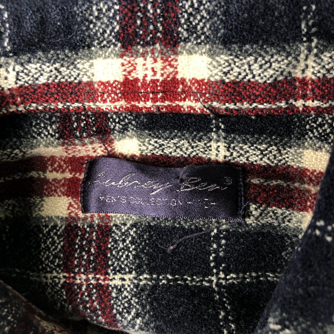 Check Pattern Long Sleeve Shirt, Men's Size M unclear navy blue type Vintage Second Hand