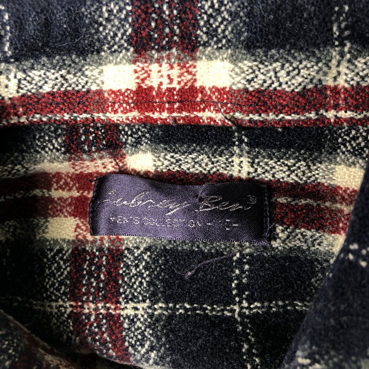 Check Pattern Long Sleeve Shirt, Men's Size M unclear navy blue type Vintage Second Hand