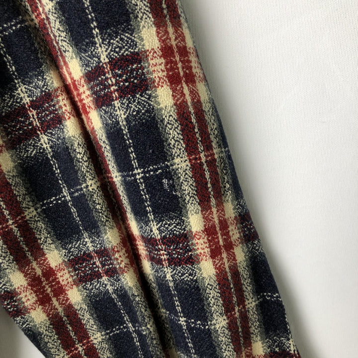 Check Pattern Long Sleeve Shirt, Men's Size M unclear navy blue type Vintage Second Hand