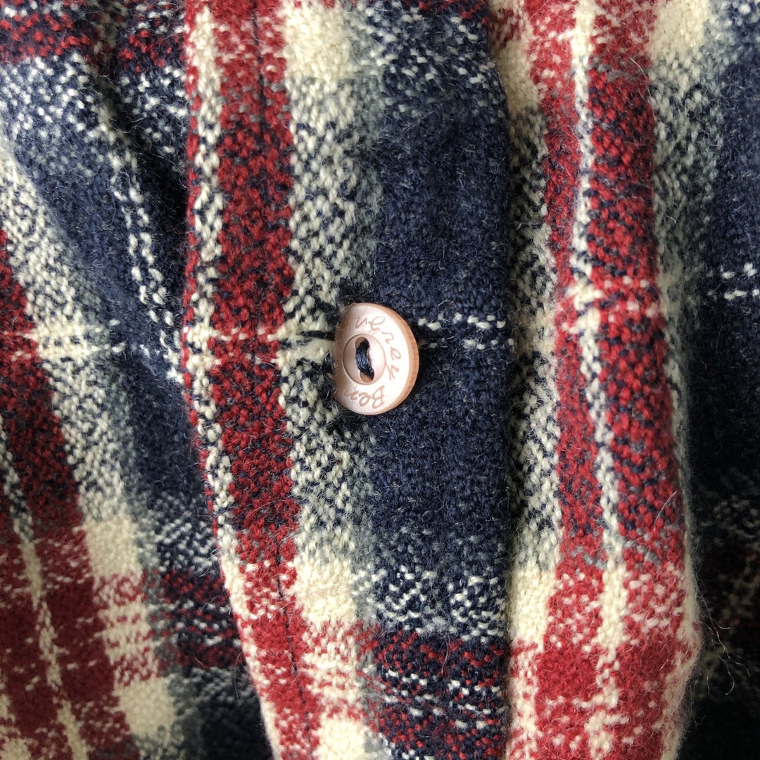 Check Pattern Long Sleeve Shirt, Men's Size M unclear navy blue type Vintage Second Hand