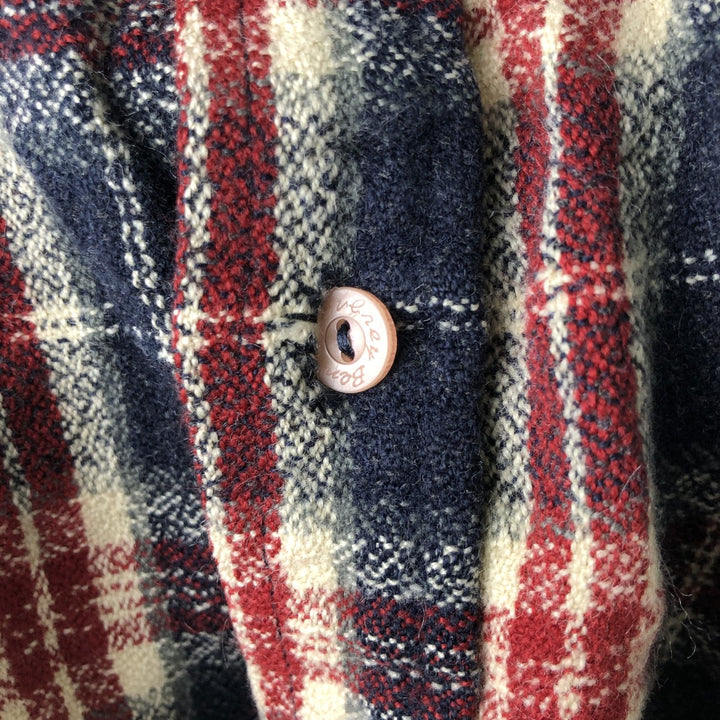 Check Pattern Long Sleeve Shirt, Men's Size M unclear navy blue type Vintage Second Hand