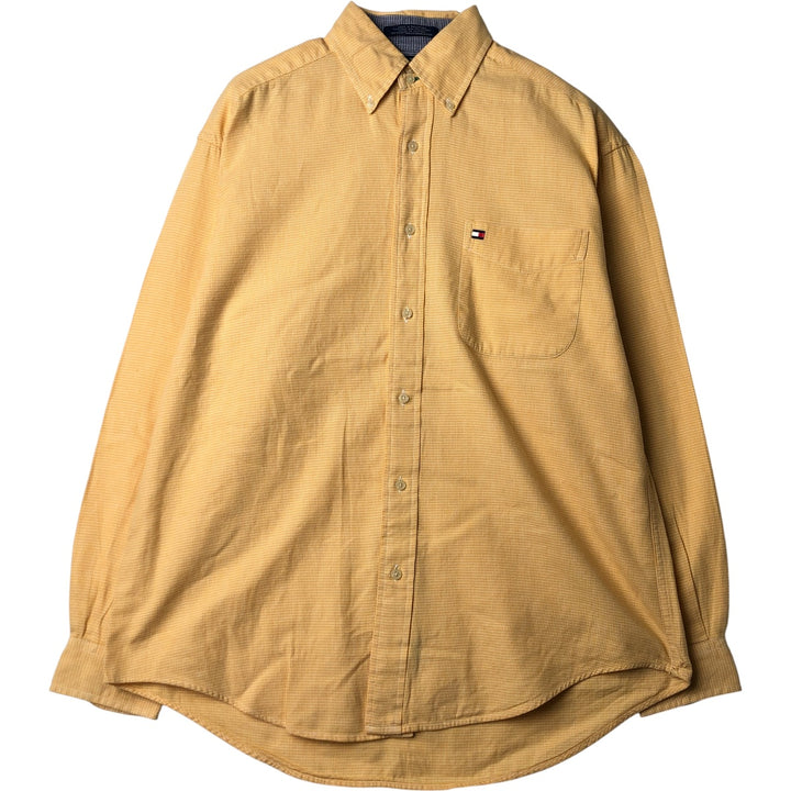 Vintage 90'S Tommy Hilfiger long-sleeved button-down check shirt, size M, men's cotton yellow type Vintage Second Hand
