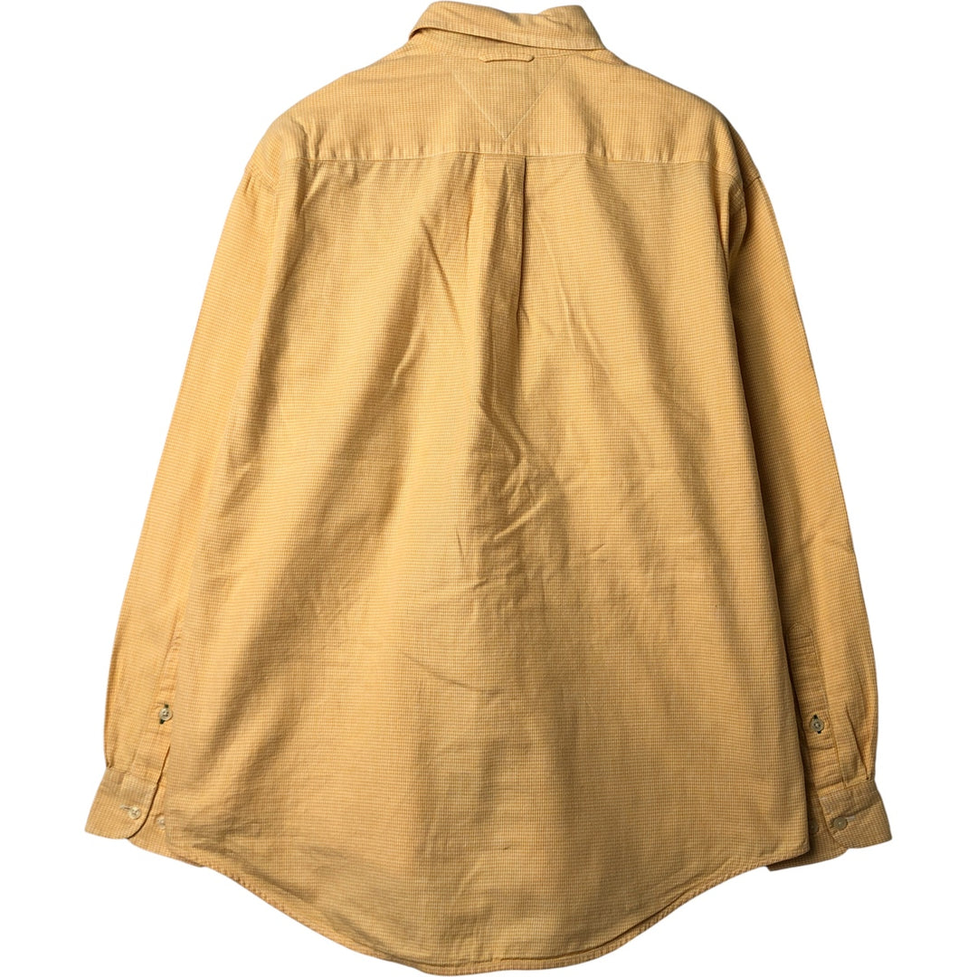 Vintage 90'S Tommy Hilfiger long-sleeved button-down check shirt, size M, men's cotton yellow type Vintage Second Hand