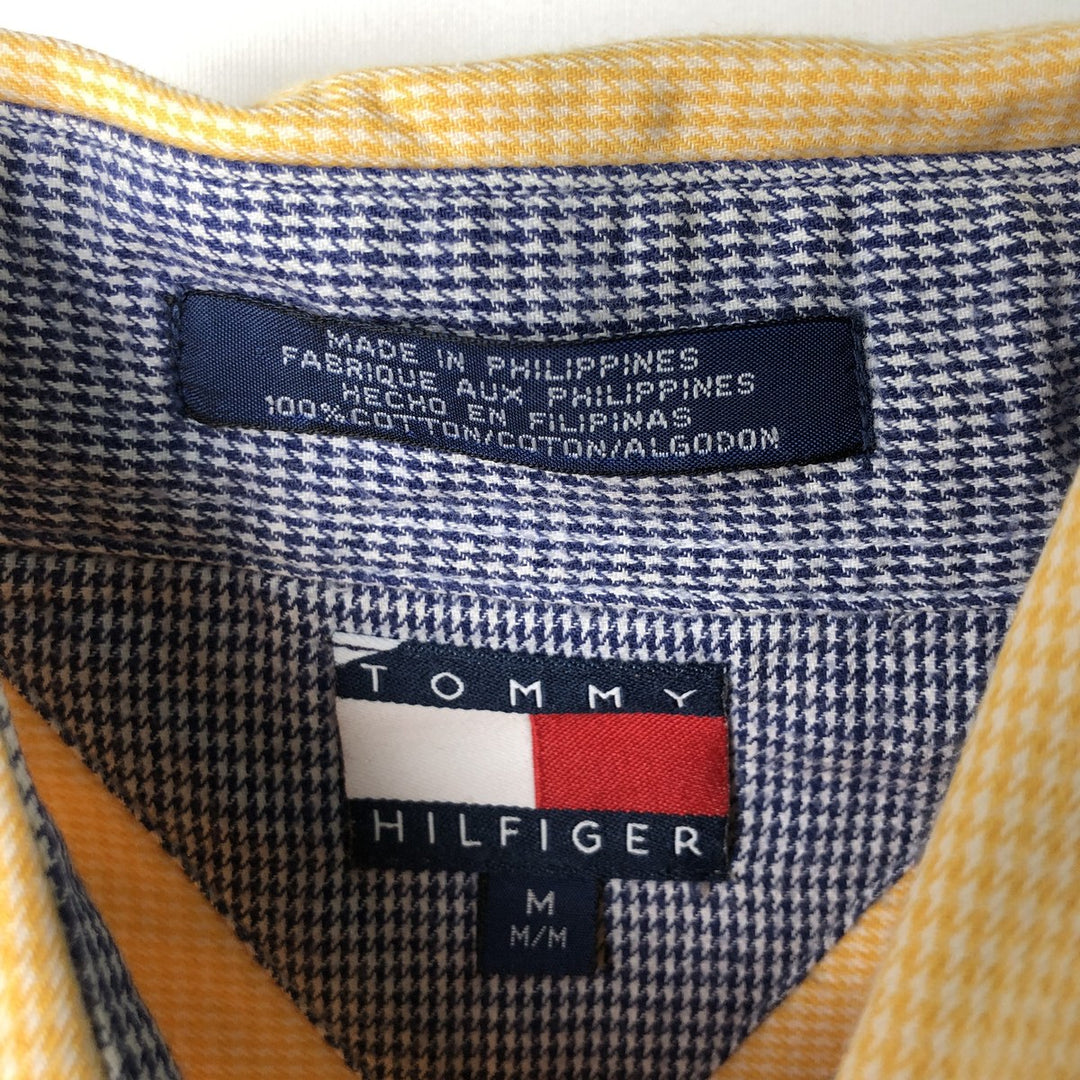Vintage 90'S Tommy Hilfiger long-sleeved button-down check shirt, size M, men's cotton yellow type Vintage Second Hand