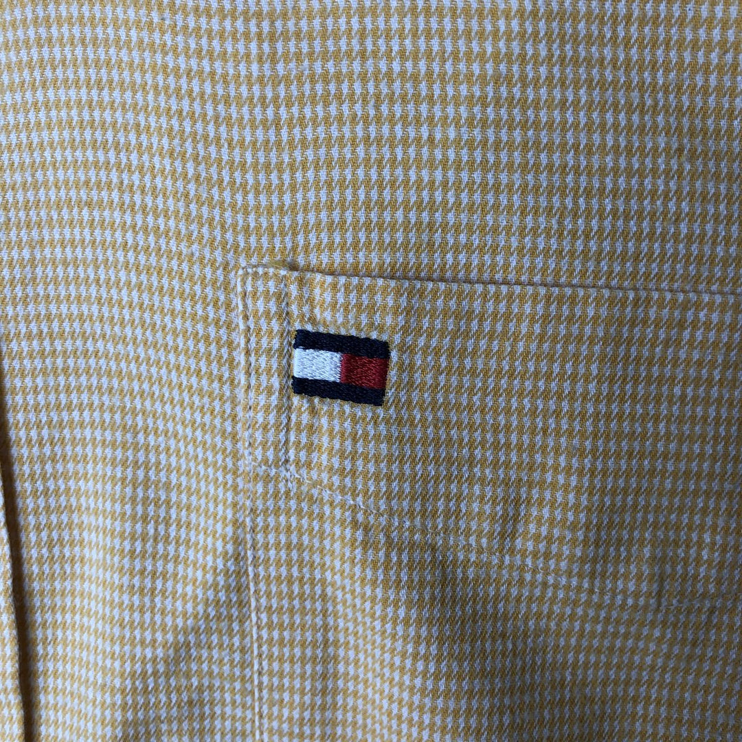 Vintage 90'S Tommy Hilfiger long-sleeved button-down check shirt, size M, men's cotton yellow type Vintage Second Hand