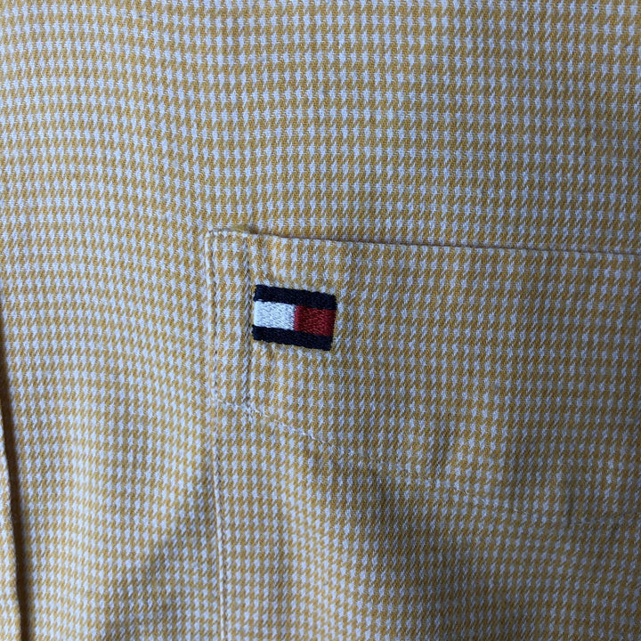 Vintage 90'S Tommy Hilfiger long-sleeved button-down check shirt, size M, men's cotton yellow type Vintage Second Hand