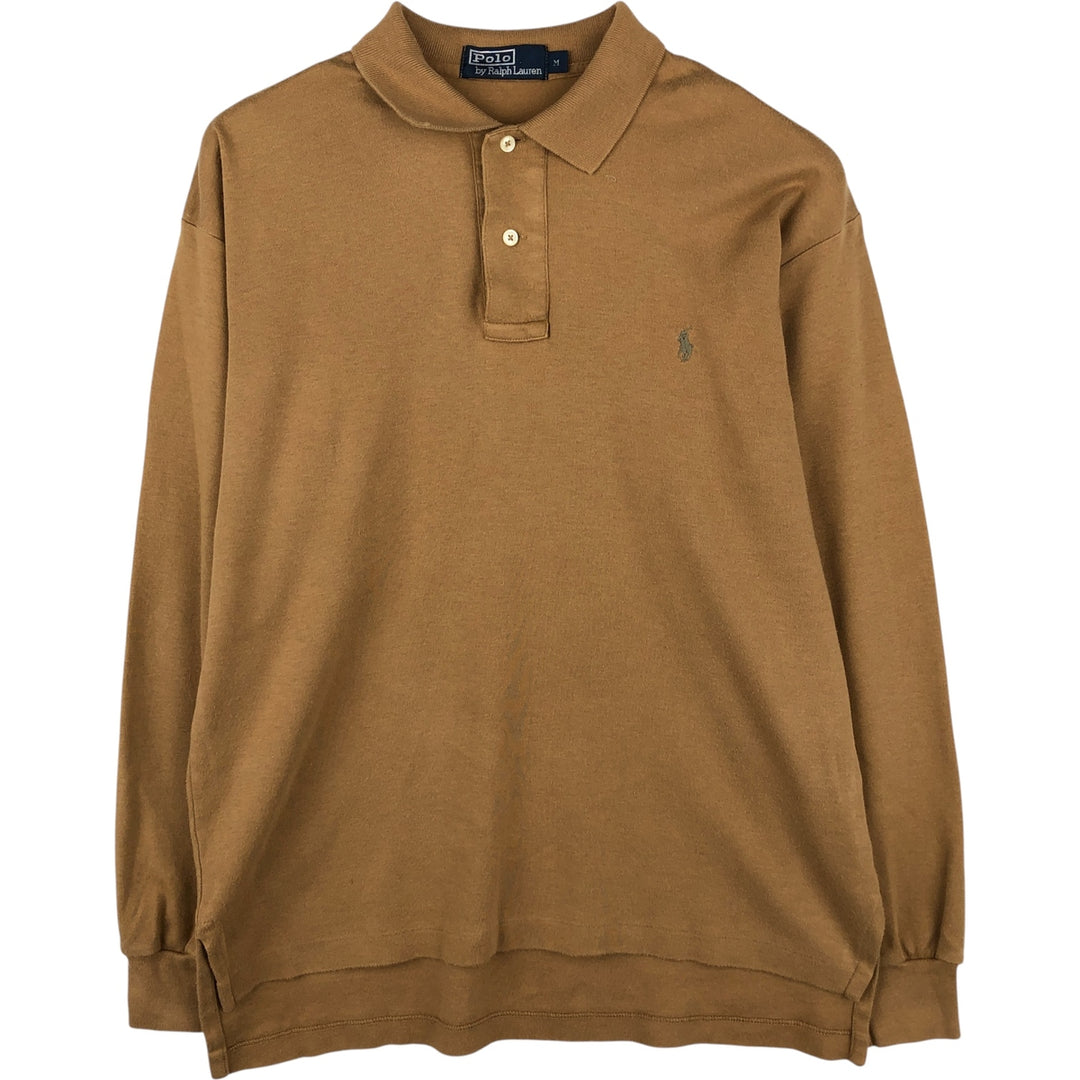 Ralph Lauren POLO by Ralph Lauren long sleeve polo shirt, men's size M cotton Camel type Vintage Second Hand