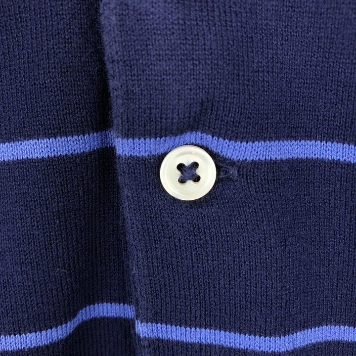 Ralph Lauren POLO GOLF long-sleeved striped polo shirt, men's size L cotton navy blue type Vintage Second Hand