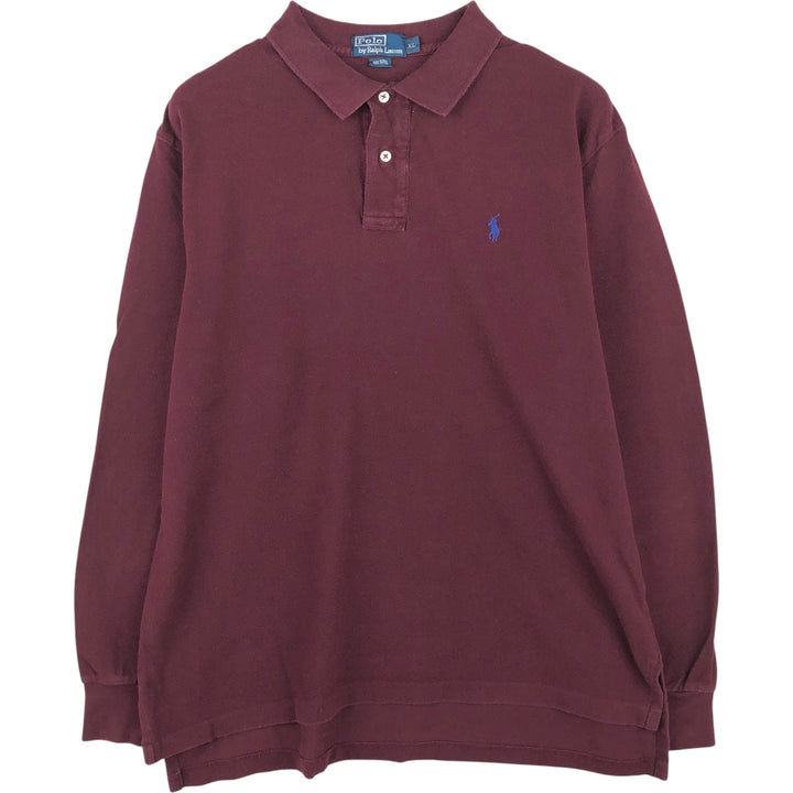 Ralph Lauren POLO by Ralph Lauren long sleeve polo shirt, men's XL size cotton wine-red Vintage Second Hand