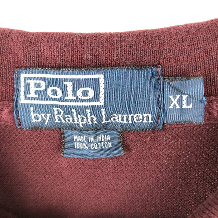 Ralph Lauren POLO by Ralph Lauren long sleeve polo shirt, men's XL size cotton wine-red Vintage Second Hand