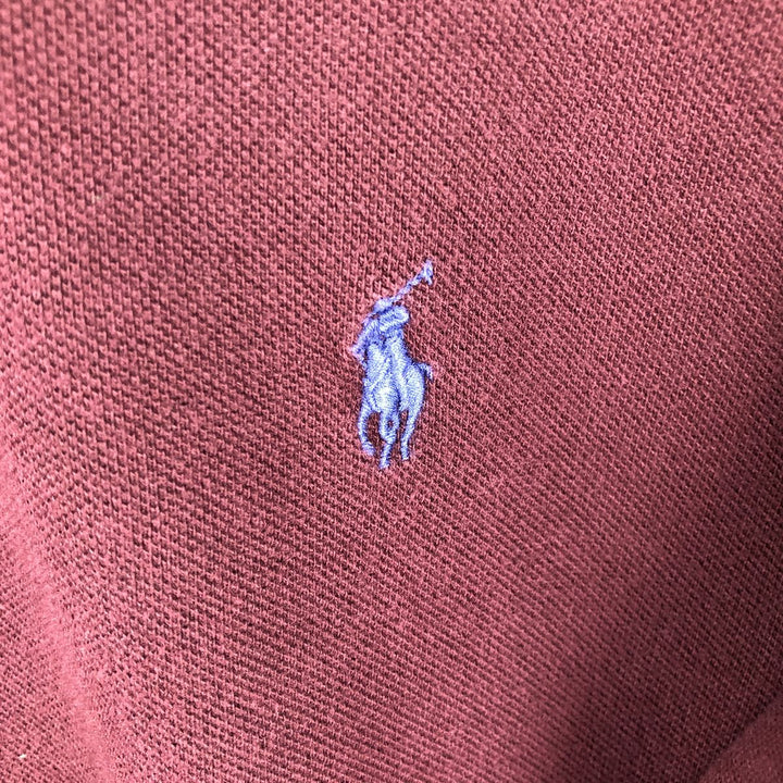 Ralph Lauren POLO by Ralph Lauren long sleeve polo shirt, men's XL size cotton wine-red Vintage Second Hand