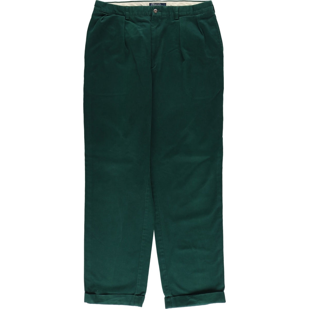 Ralph Lauren POLO by Ralph Lauren Two-pleat Chino Pants for Men, W35 cotton Green type dark green Vintage Second Hand