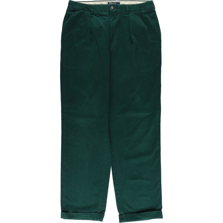 Ralph Lauren POLO by Ralph Lauren Two-pleat Chino Pants for Men, W35 cotton Green type dark green Vintage Second Hand