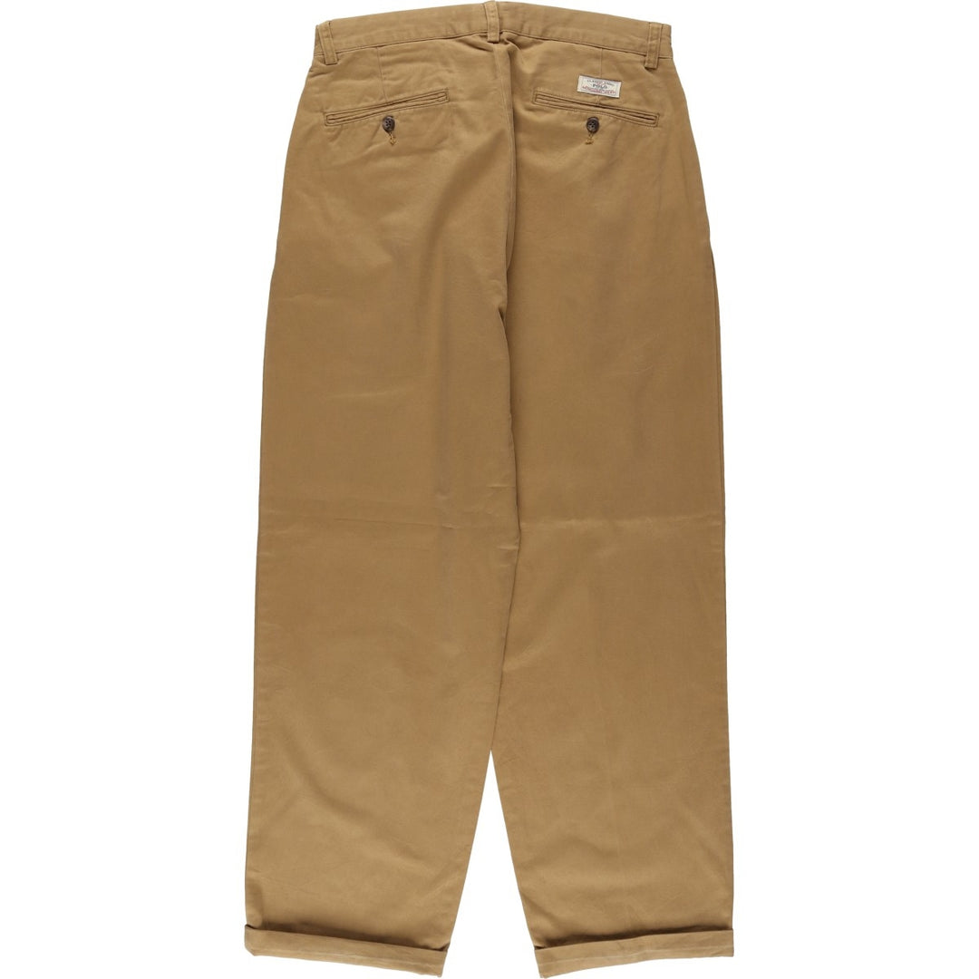 Ralph Lauren POLO by Ralph Lauren ANDREW PANT Two-pleat chino pants for men, W30 equivalent cotton beige type brown Vintage Second Hand