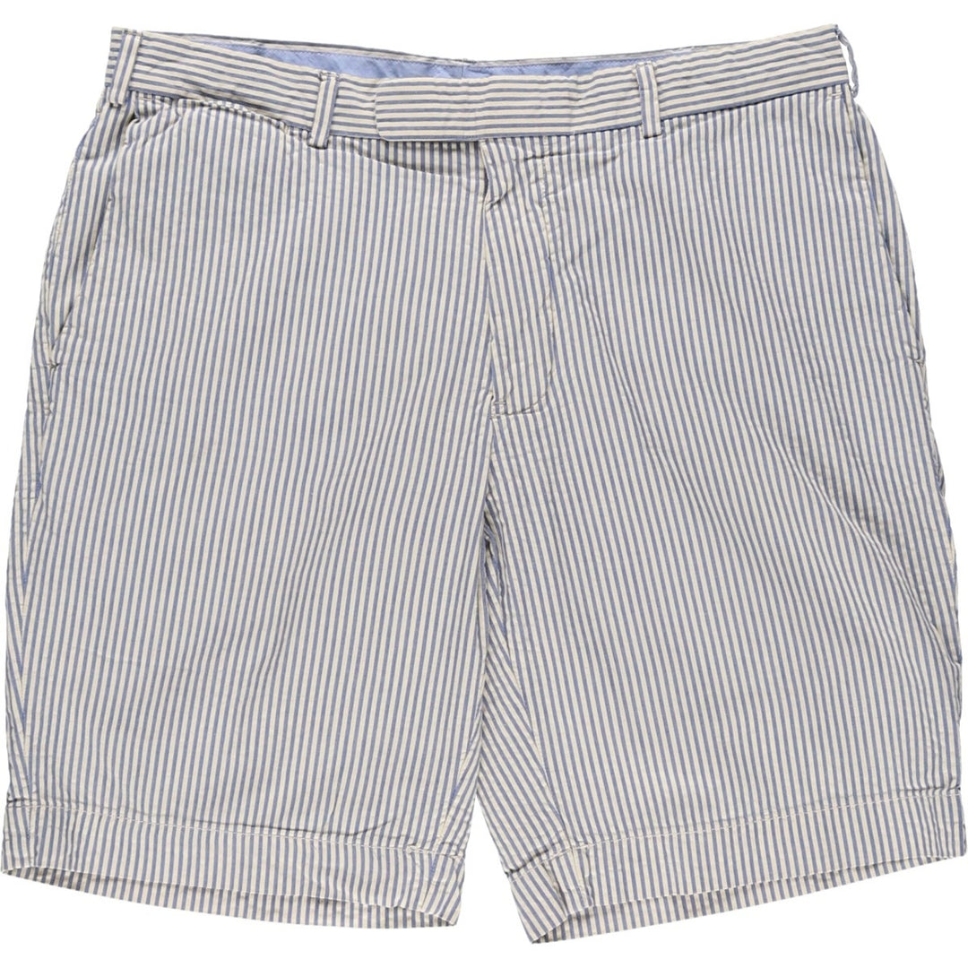 Ralph Lauren POLO by Ralph Lauren Classic Fit Striped Seersucker Cotton Shorts, Men's Size 34 cotton white type Vintage Second Hand
