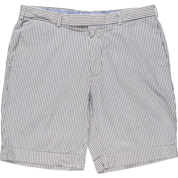 Ralph Lauren POLO by Ralph Lauren Classic Fit Striped Seersucker Cotton Shorts, Men's Size 34 cotton white type Vintage Second Hand