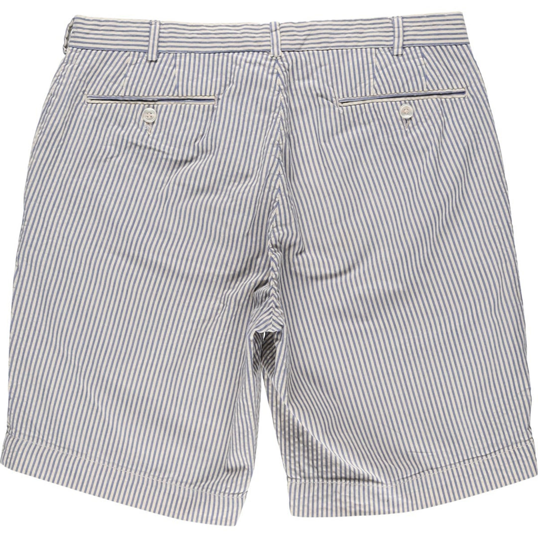 Ralph Lauren POLO by Ralph Lauren Classic Fit Striped Seersucker Cotton Shorts, Men's Size 34 cotton white type Vintage Second Hand