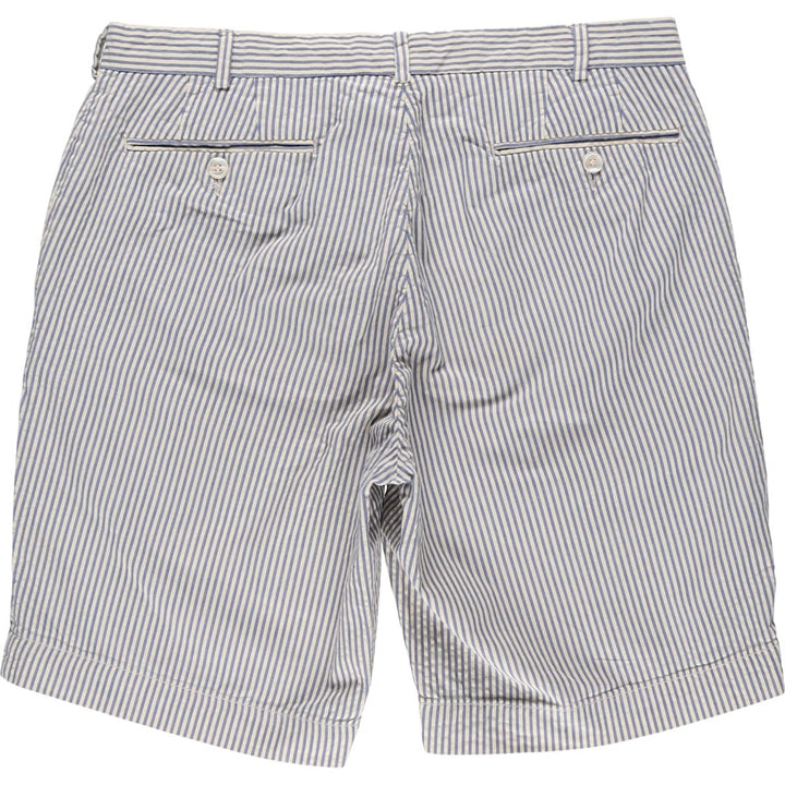 Ralph Lauren POLO by Ralph Lauren Classic Fit Striped Seersucker Cotton Shorts, Men's Size 34 cotton white type Vintage Second Hand