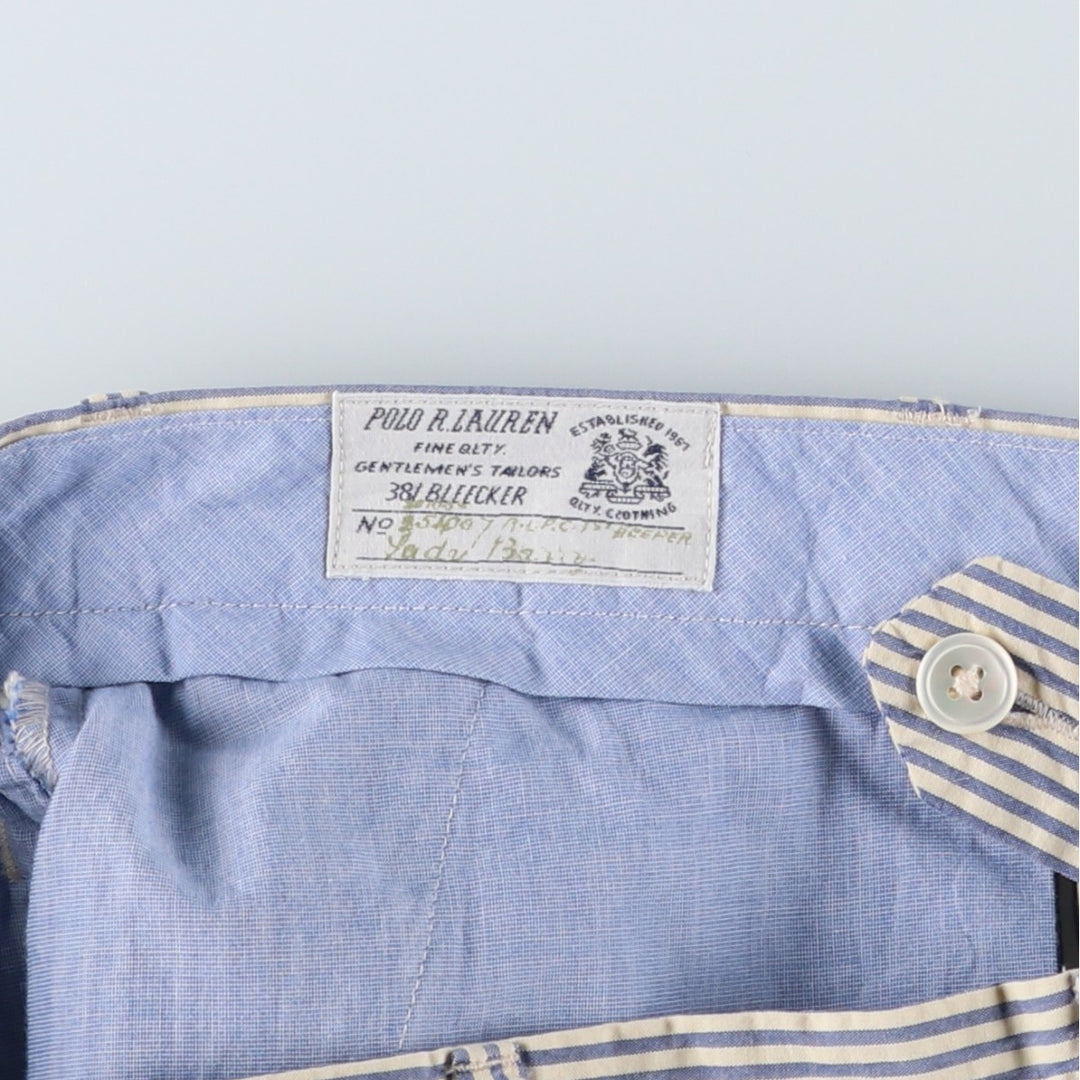 Ralph Lauren POLO by Ralph Lauren Classic Fit Striped Seersucker Cotton Shorts, Men's Size 34 cotton white type Vintage Second Hand