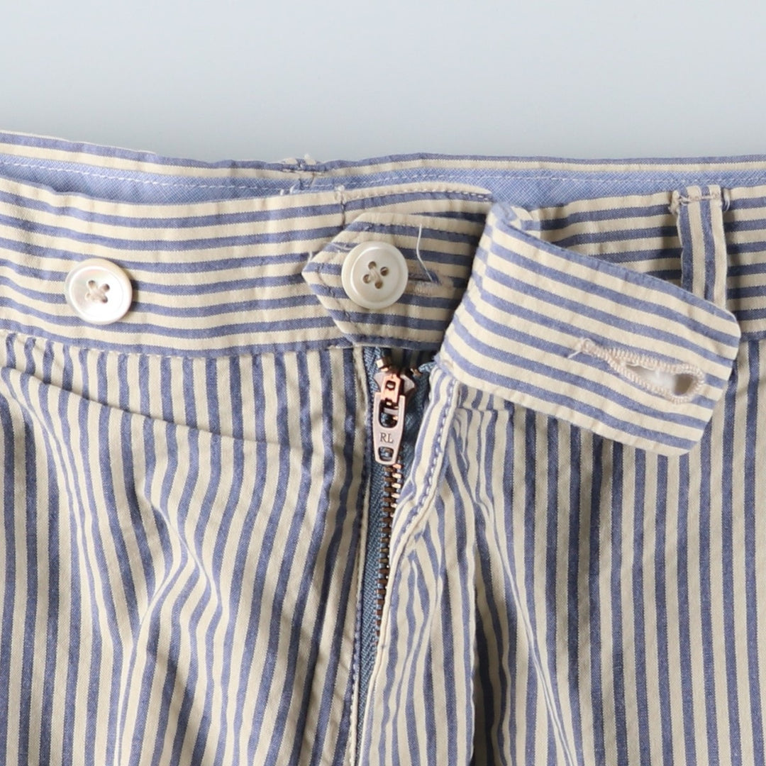Ralph Lauren POLO by Ralph Lauren Classic Fit Striped Seersucker Cotton Shorts, Men's Size 34 cotton white type Vintage Second Hand