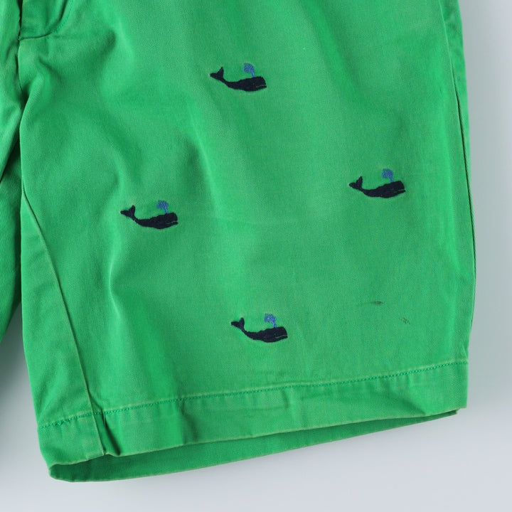 Ralph Lauren POLO RALPH LAUREN all-over whale pattern chino shorts, men's size W33 cotton green type Vintage Second Hand