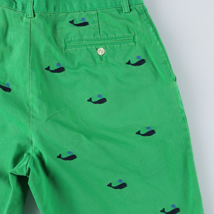 Ralph Lauren POLO RALPH LAUREN all-over whale pattern chino shorts, men's size W33 cotton green type Vintage Second Hand