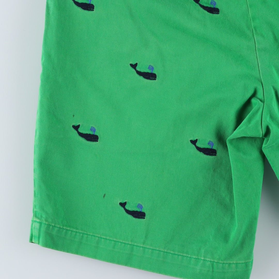 Ralph Lauren POLO RALPH LAUREN all-over whale pattern chino shorts, men's size W33 cotton green type Vintage Second Hand
