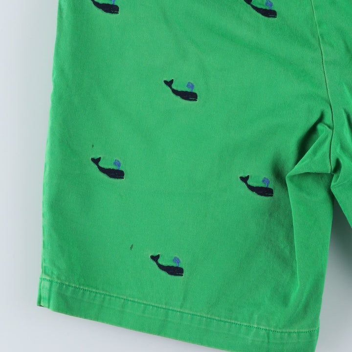 Ralph Lauren POLO RALPH LAUREN all-over whale pattern chino shorts, men's size W33 cotton green type Vintage Second Hand