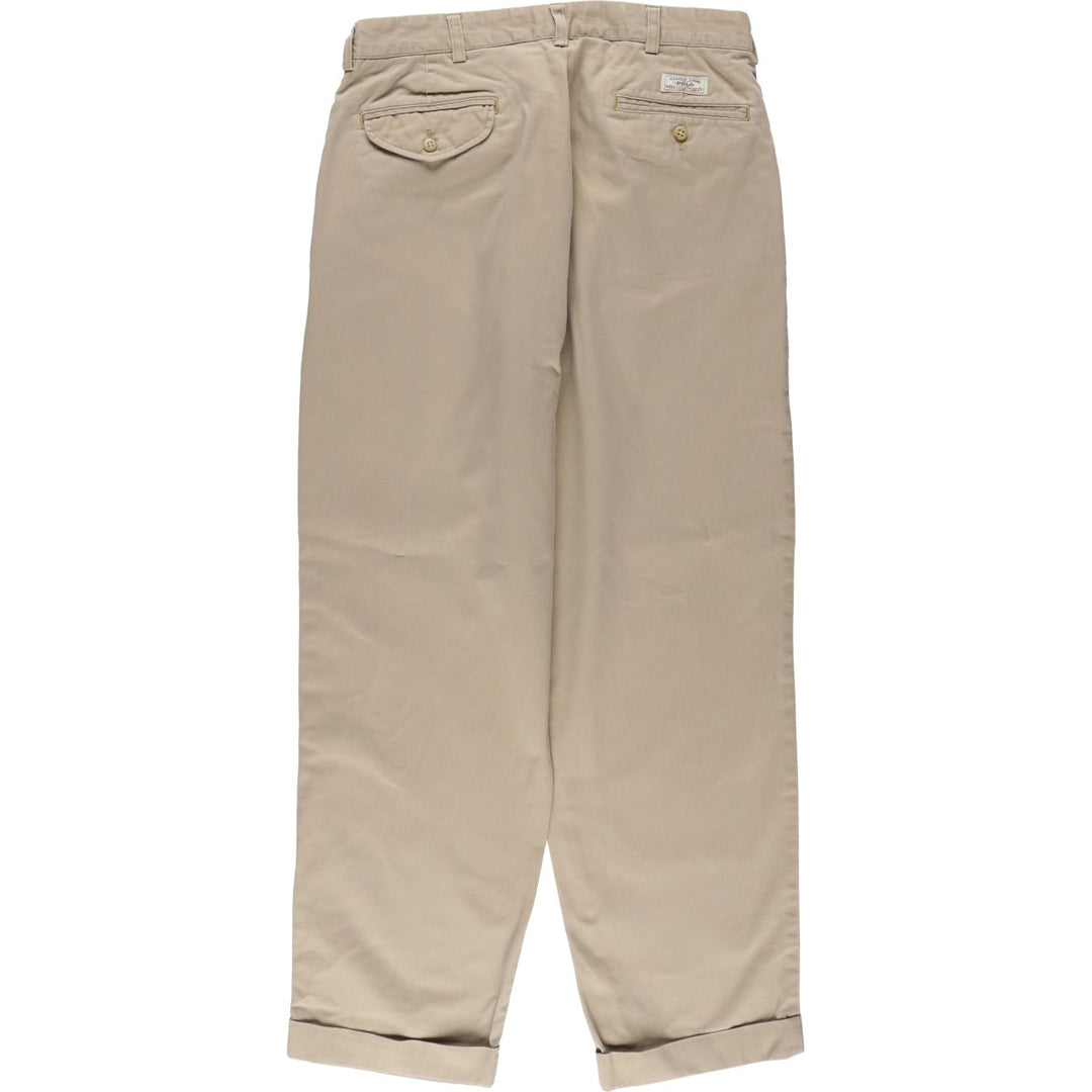 Ralph Lauren POLO by Ralph Lauren HAMMOND PANT, two-pleat chino pants, men's, W32 equivalent cotton Beige type Vintage Second Hand