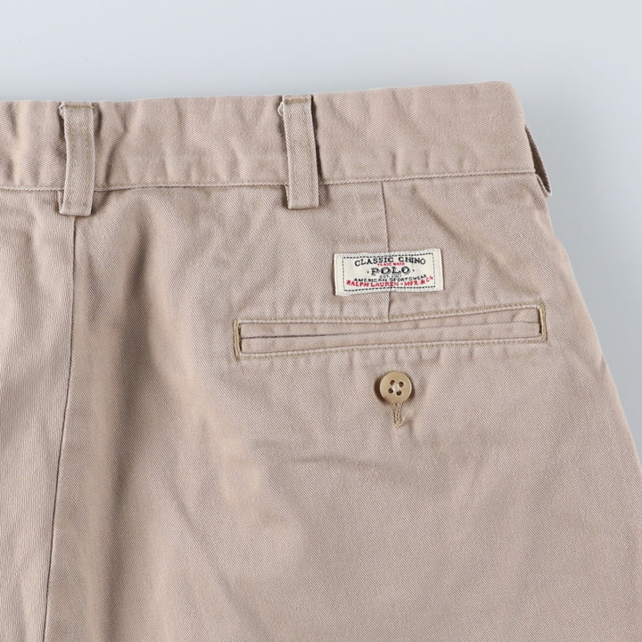 Ralph Lauren POLO by Ralph Lauren HAMMOND PANT, two-pleat chino pants, men's, W32 equivalent cotton Beige type Vintage Second Hand