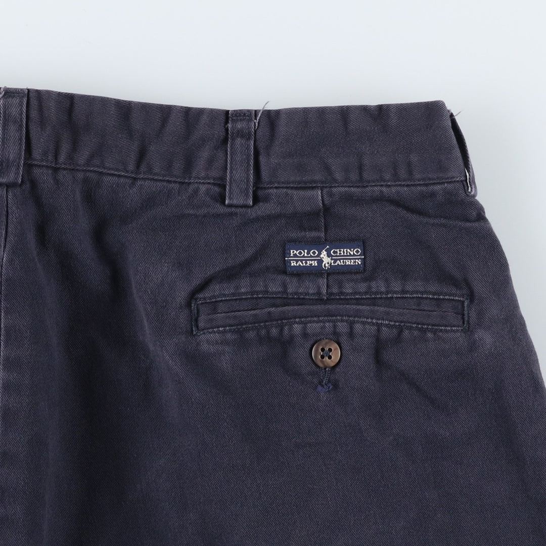 Ralph Lauren POLO by Ralph Lauren ANDREW PANT Two-pleat chino pants for men, equivalent to W34 cotton navy blue type Vintage Second Hand