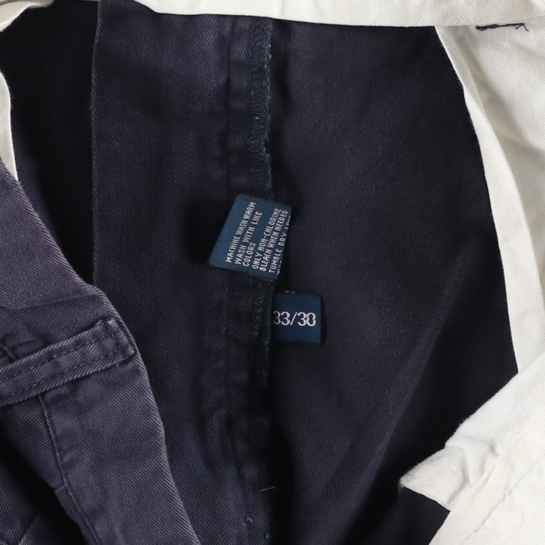 Ralph Lauren POLO by Ralph Lauren ANDREW PANT Two-pleat chino pants for men, equivalent to W31 cotton navy blue type Vintage Second Hand