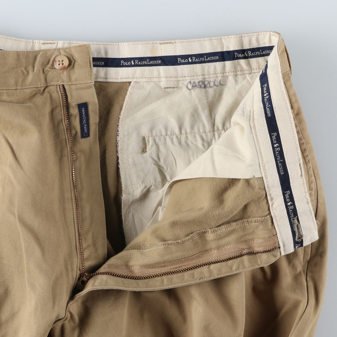 Ralph Lauren Polo Hammond Pant, two-pleat chino pants, men's size W36. cotton Beige type Vintage Second Hand